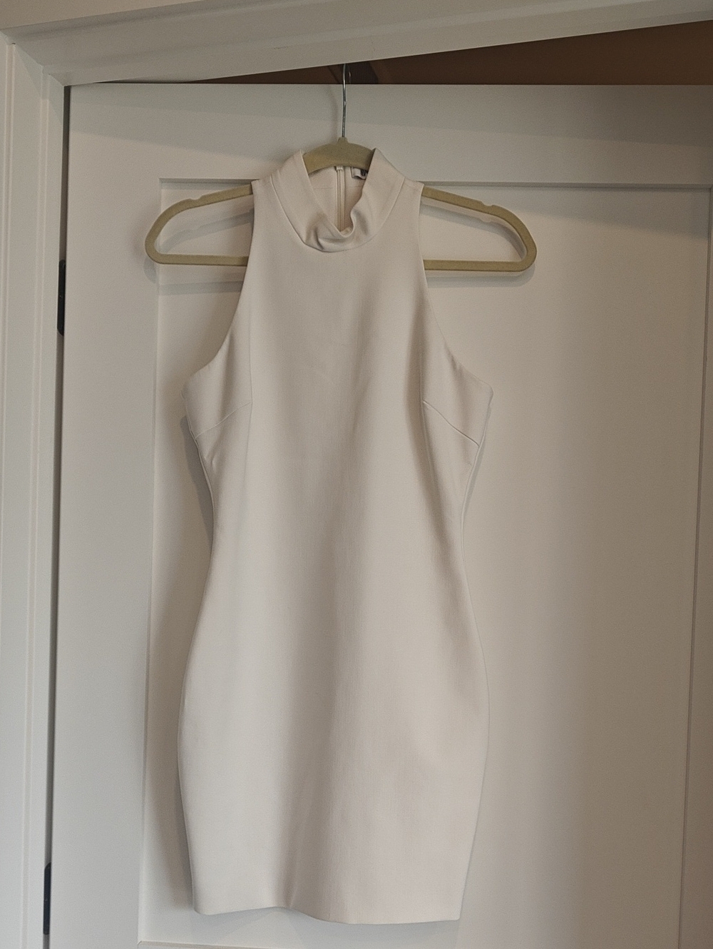 Elizabeth and James Cream One-Shoulder High Neck Dress